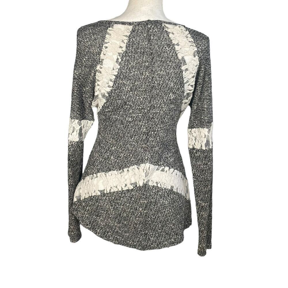 T Party Tunic Top Size Medium Lace Gray Sheer Flowy Festival Whimsigoth Boho - Picture 5 of 9